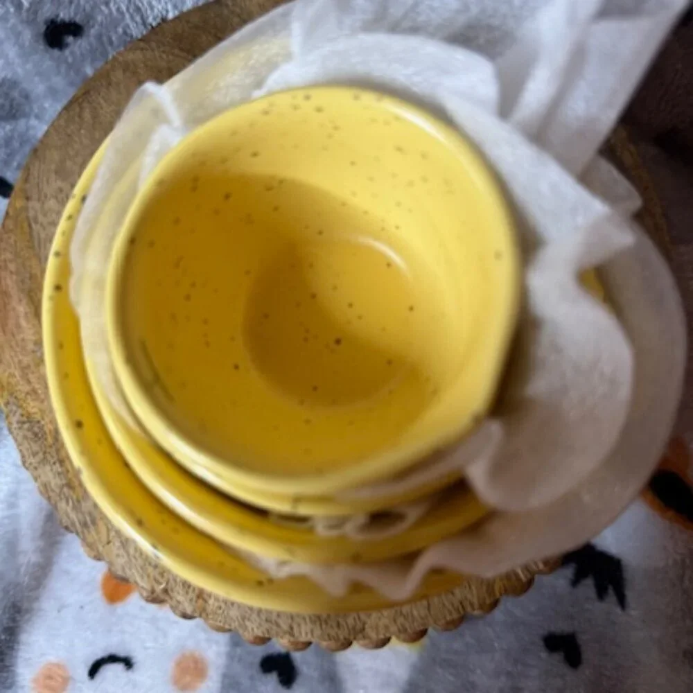 Rae Dunn Artisan Collection Yellow Ceramic Measuring Cups Set of 4 Rustic NWT